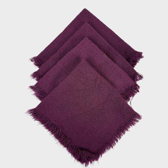 Set of 4 17" Square Fringe Cloth Napkins Purple - Picture 1 of 7